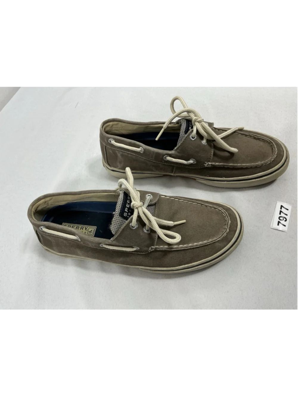 Mens Sperry Top Sider Lace Up Deck Shoes 9.5 M Taupe